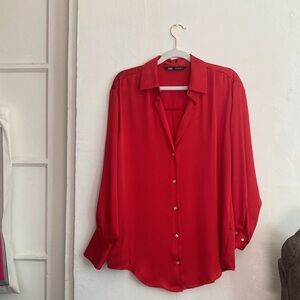Red Zara Silk shirt / blouse